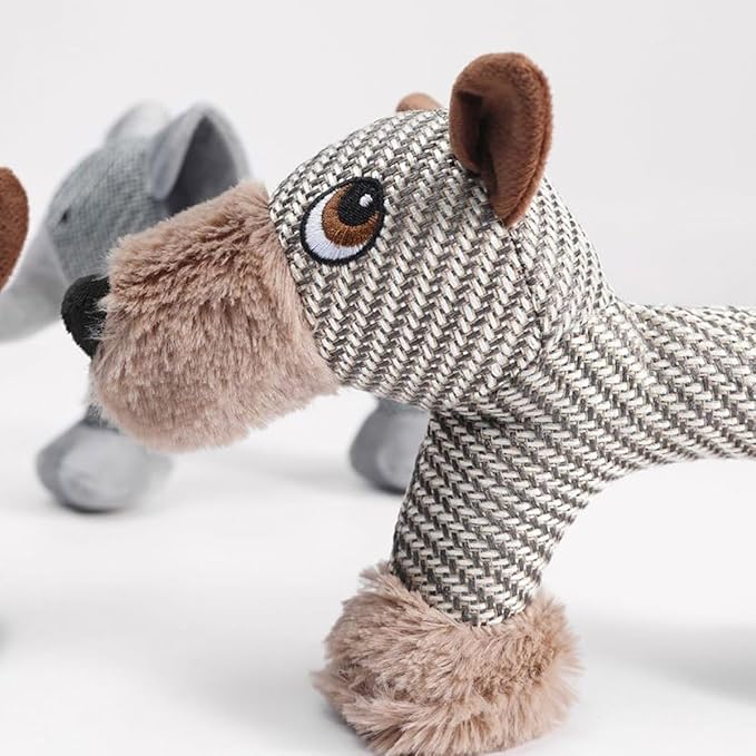 Xcho Linen Safari Companions Squeaky Dog Chew Animals Indestructible Dog Chew Toys Puppy Toys to Keep Them Busy for Small Medium Dogs Uitable for Indoor and Outdoor Throwing Play(Elephant)