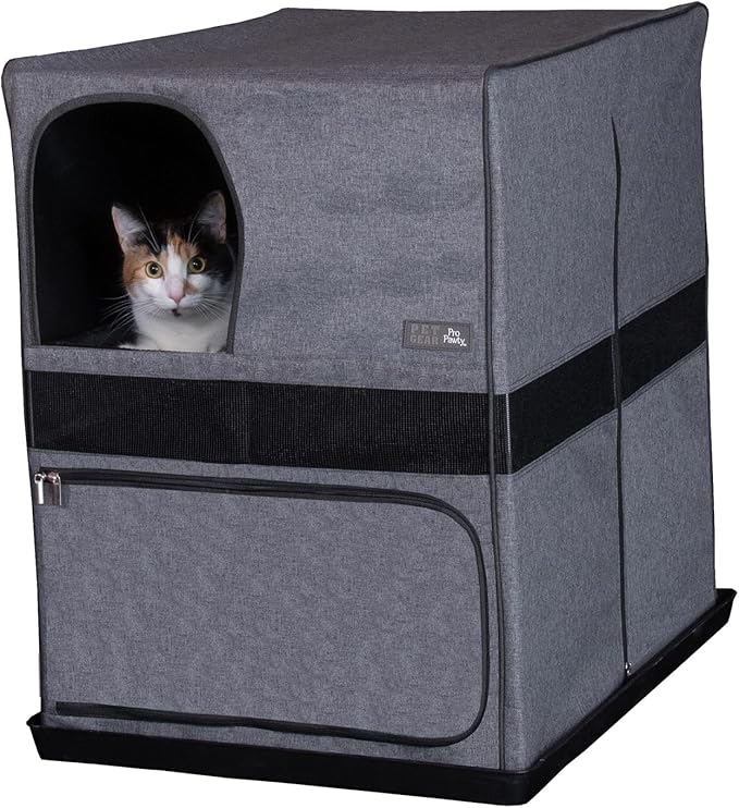 Pet Gear Pro Pawty for Cats with littertraX Mat, Put an end to Scattered Litter, Foldable, Easy Clean, Litterbox not Included, Grey