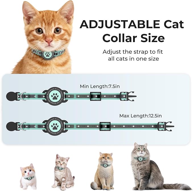 GPS Cat Tracker Collar(iOS & Android), Bluetooth Mini GPS Dog Tracker, Smart Pet Activity Tracker, No Monthly Fee, Work with Apple Find My & Google Find Hub, Finder Tag for Pets,Items Green 1 Pack