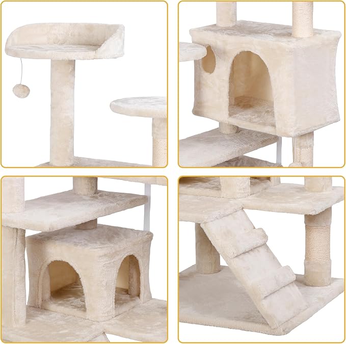 Nova Microdermabrasion 54 in Cat Tree Tower for Indoor Cats Multi-Level Cat Condo Cat Bed Furniture with Scratching Post Kittens Activity Center