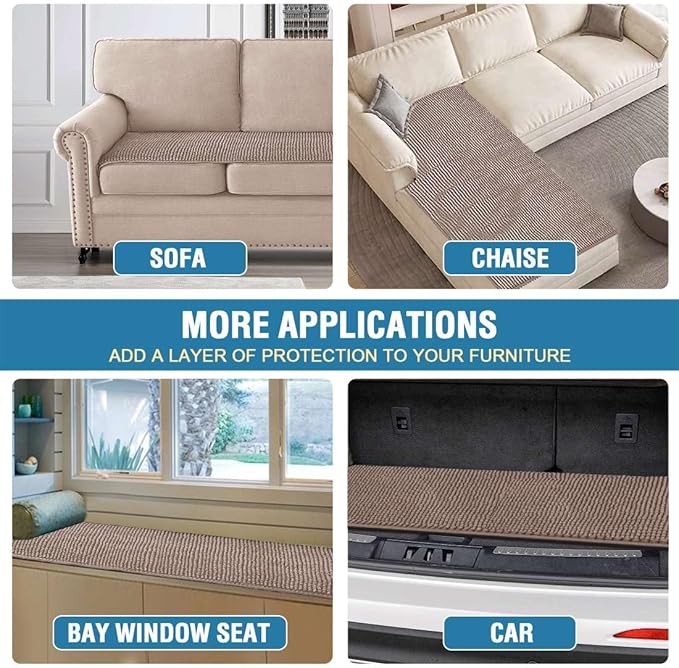 H.VERSAILTEX Plush Chenille Couch Cover for 3 Cushion Couch Anti Slip Washable Sofa Slipcovers Soft and Durable Furniture Protector for Dogs Cats Kids (27.5" x 82", Cuban Sand)