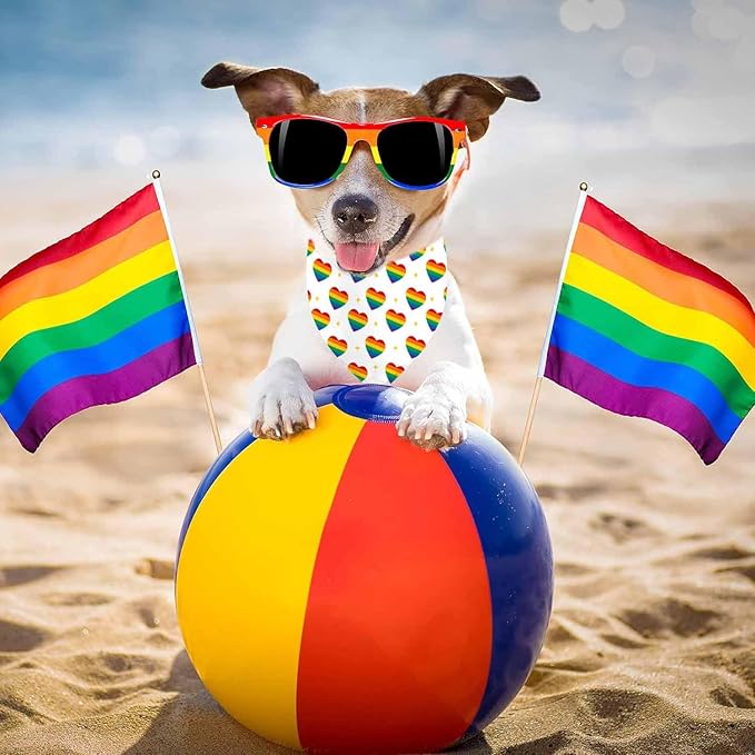 Rainbow Dog Bandanas Love is Love Pride Triangle Bibs Dog Paw Pet Scarf Reversible Double-Sided Pet Neckerchief for Pride Day Small Medium Large Cat Costume Accessories