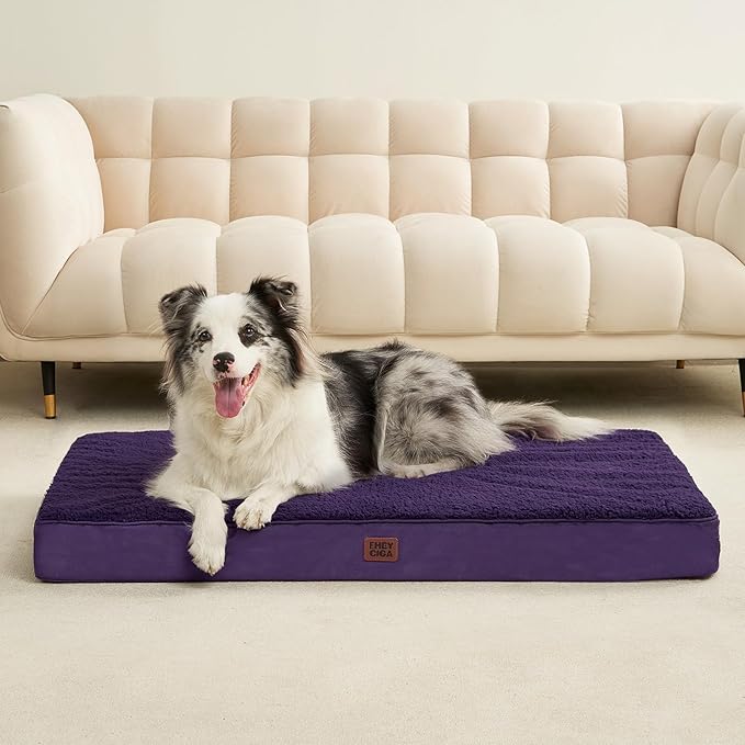 EHEYCIGA Orthopedic XXL Dog Beds for Jumbo Dogs with Removable Washable Cover, Purple, 50x36