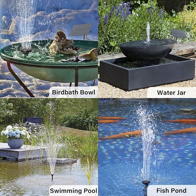 Biling Solar Water Pump Outdoor, Upgraded Solar Fountain Pump Kit with Stake, Solar Powered Water Pump for Bird Bath, Garden, Backyard, Pool, Fish Tank