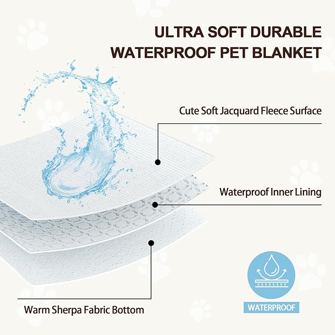 Waterproof Blanket for Dog Cat or Adult, Cute 3D Textured Flower Dog Blanket for Bed Couch Sofa, Soft Liquid Pee Proof Pet Furniture Protector, 50"x60", Pink