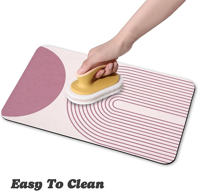 Dog Food Mats for Floors Waterproof, Cat Water Bowl Mats Pet Feeding Absorbent Mat Placemats for Food and Water Pink Bohemia 12 * 20 inch
