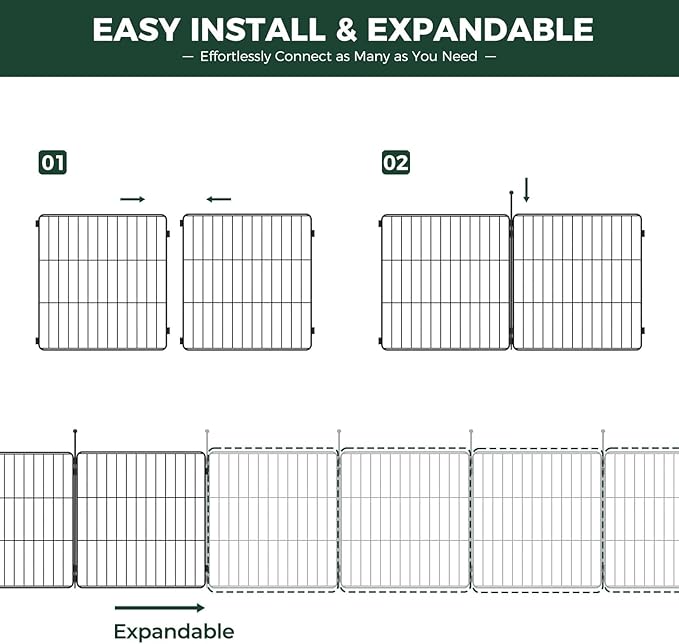 FXW MiniPaws Unleashed Dog Playpen, Expandable & Portable Design for Yard, RV Camping and Indoor Use, for Small and Medium Dogs, 32-inch 12 Panels