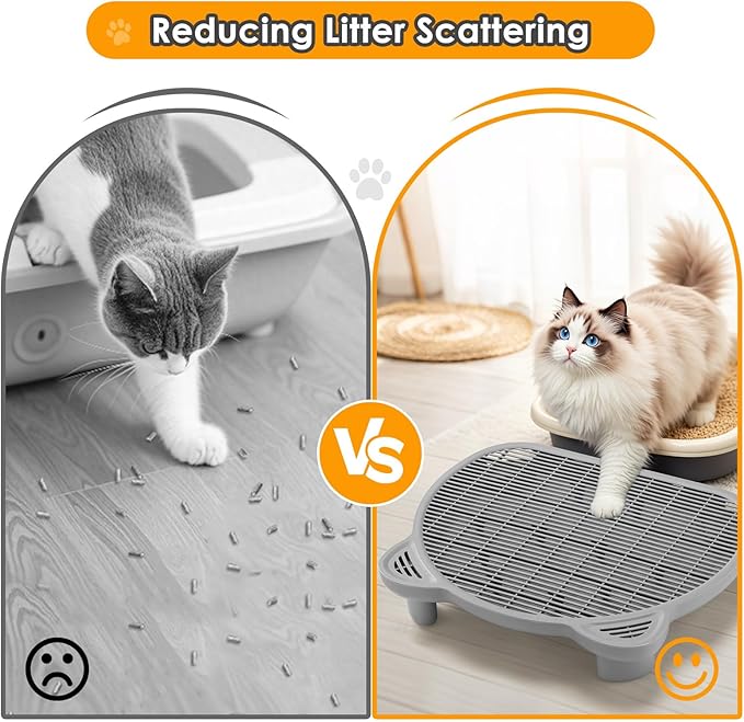 Litter Catching Step for Cat Litter Box, Litter Trap Stool for Automatic Litter Box Self Cleaning, Litter Collection Stairs, Litter Catcher Ramp for Old Geriatric Senior Cat or Kitten