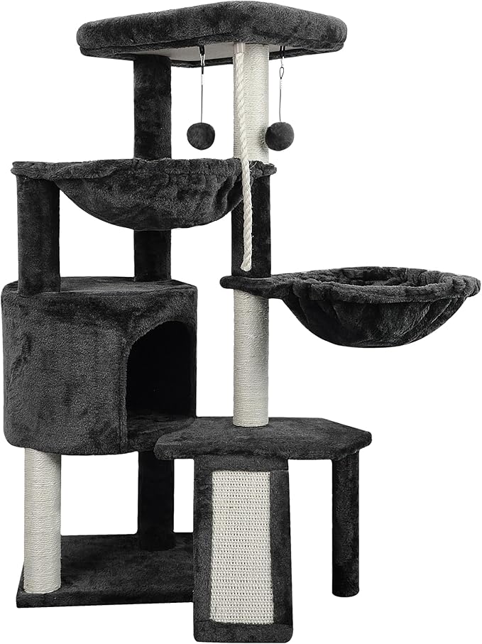 Xin Three Layer Cat Tree with Cat Condo and Two Hammocks,Darkgray …