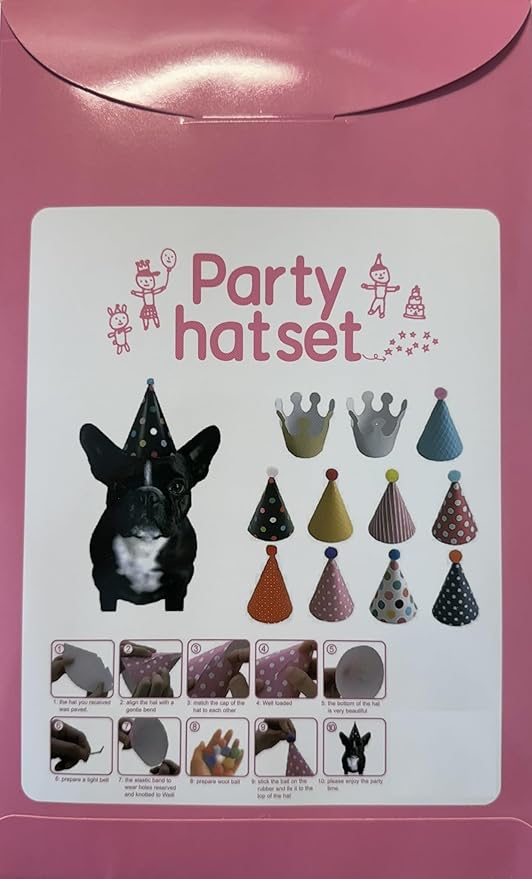 CBM Dog Party Hat Set - Dog Birthday Hats and Crowns - 11pcs