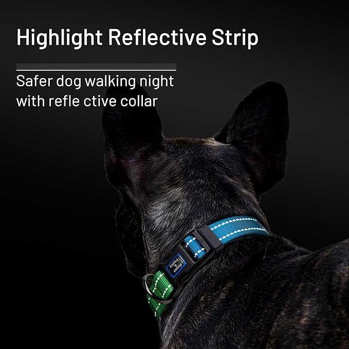 Roses&Poetry Collars for Dogs, Adjustable Reflective Durable Pet Collars for Small Medium Large Dogs (Bluegreen-XS)