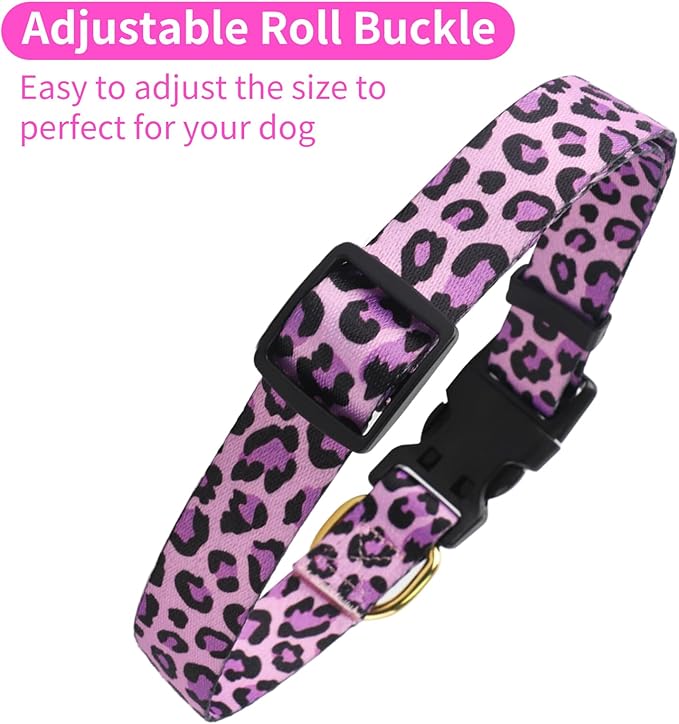QQPETS Adjustable Soft Dog Collar: Print Flower Pink Multicolor Cute Patterns for XS Small Medium Large Pet Girl Boy Puppy Walking Running Training