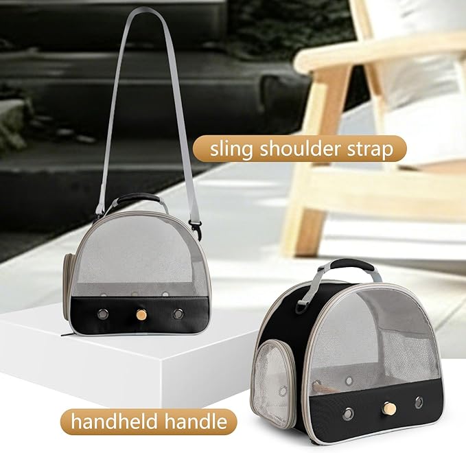 Bird Carrier, Portable Small Bird Parrot Parakeet Carrier with Standing Perch and Stainless Steel Tray, Side Access Window Collapsible