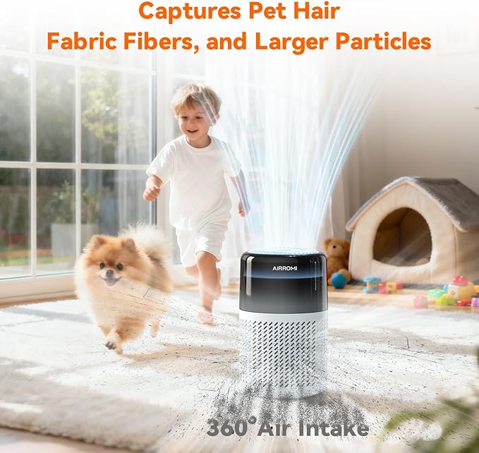 AIRROMI HEPA Air Purifier for Bedroom&Home,Pet Air Purifier for Home Pets,Removes Pet Odor,Cat Litter Smell,Dust,Smoke&Allergies,Quiet Room Air Purifier with Scents,360°Air Cleaner,A2005 Blue