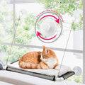 Cat Window Perch, Cat Hammock Window Seat w/Free Fleece Blanket 2025 Latest Screw Suction Cups Extra Large Sturdy Bed Resting Seat Hold Two Large Cats White Indoors (One Extra Suction Cup