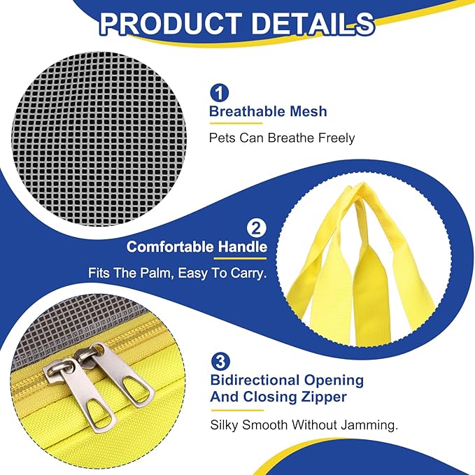 Pet Backpack Carrier, Portable and Ventilated, Oxford Cloth, Dogs Cats and Small Animals Travel Bag 16.93", (Yellow, 1 Pcs), Intended for Hiking/Camping/Traveling