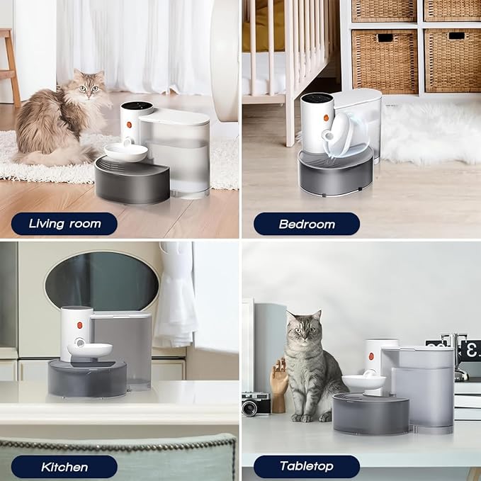 Smart Wireless Pet Water Fountain,2025 Upgraded Pet Water Fountain No Filter,3.5L/118oz Ultra-Quiet Design,Rechargeable Automatic Water Dispenser for Cats and Small Dogs
