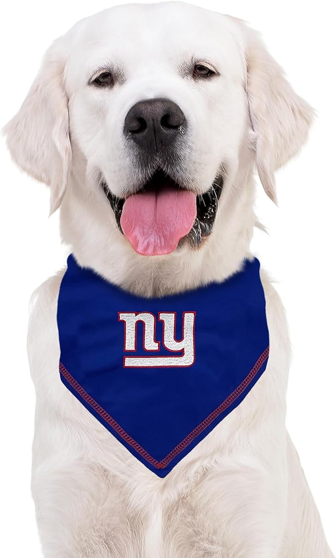 NFL New York Giants TIE Bandana, Large/X-Large. Dog Bandana Scarf Bib for Pet Cat Dog. The Ultimate Game-Day, Party Bandana