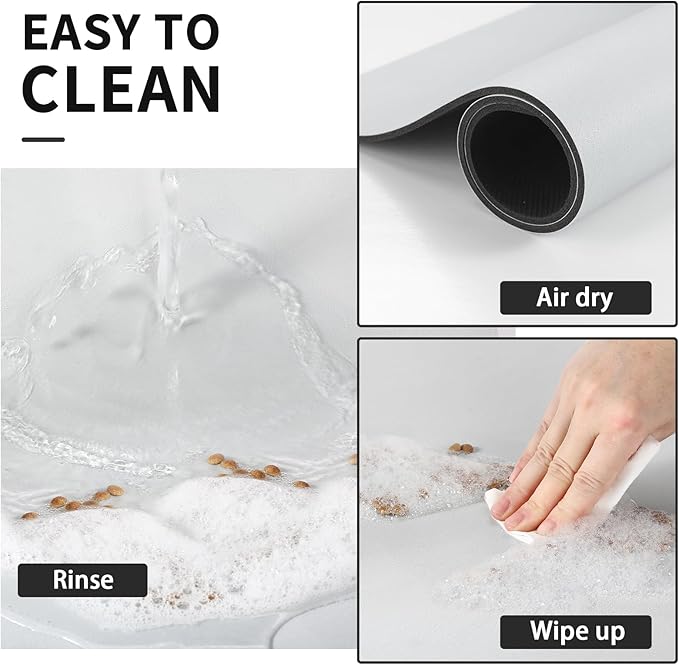 Dog Food Mat - Absorbent Cat Mat for Food and Water, No Stains Pet Feeding Bowl Mat, Easy to Clean Pet Placemats, Quick Dry Dog Water Dispenser Mat for Messy Drinkers | Light Grey 18"x 28"