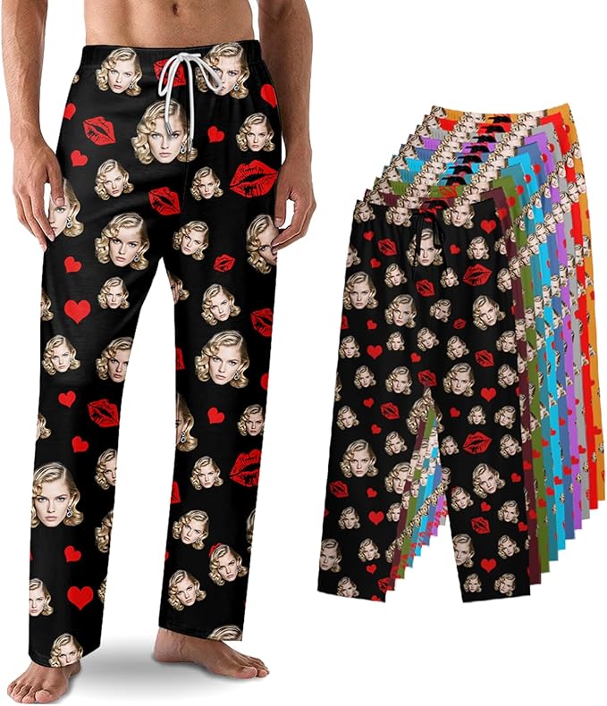 Custom Pajama Pants with Face customized PJ Pants Christmas Valentine gifts for Men Women