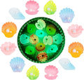 MIUPOO Glow Pearl Shell,Betta Stones,Glow in The Dark Crystal,Bonsai Decor,Chips Stone Small Decorative,Fish Tank Decor,6 Colors,12 Pieces.