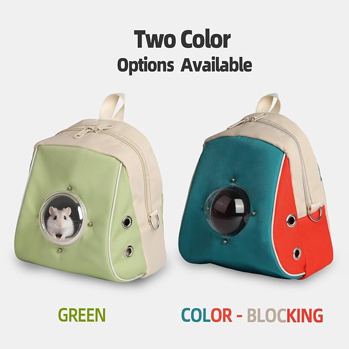 Small pet Carrier with Breathable Design Featuring Shoulder Straps and Panoramic Windows, Suitable for Hamsters, Rats, Squirrel, Sugar Gliders, Birds(Color Blocking)