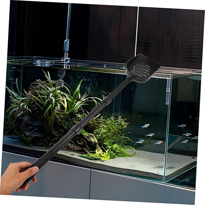 Aquarium Sand Shovel with Detachable Long Handle for Fish Tank Cleaning Nondamaging Gravel Scoop for All Aquarium Safe Scrubber Tool for Fish Tanks and Lizard Habitats
