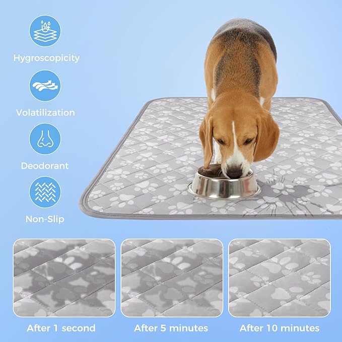 Rywell Cooling Mat for Dogs New Grey Edition, 24''x 18''Endothermic Color Changing Arc-Chill Cooling Fiber,Washable Non-Toxic Summer Pet Outdoor Bed Mat, Non-Slip&Foldable