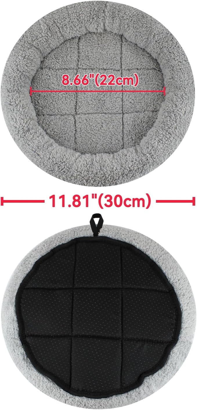 Enjoying Small Cat Bed Mat, 11.81" Round, Self Warming Cat Mat with Pillow Around, Dog Kitty Curling Sleep Cushion, Soft Kitten Pad for Carrier/Crate, Rabbit Warm Bed, Antiskid Bottom, Small