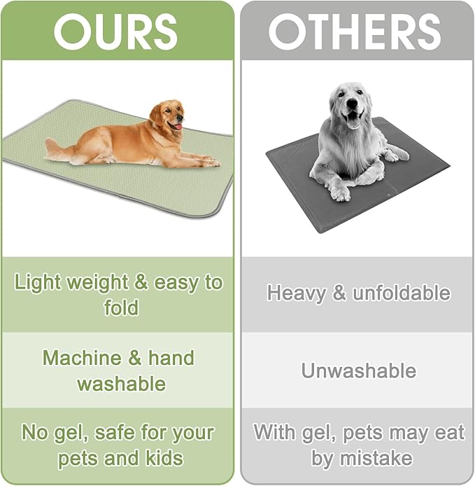 Summer Dog Cooling Mat Washable Ice Silk Self Cool Pad for Small Medium Large Dogs and Cats, Pet Sleeping Pad for Crate, Bed, Indoor & Outdoor Floor, Car Seats