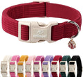 Cute Corduroy Dog Collar - Burgundy Adjustable Dog Collars for X-Small Dogs 4-10lbs, Fade-Proof with Secure Snap & Little Charm, Christmas Birthday Gift, XS