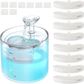 NPET WF100 Cat Fountain, 54oz/1.6L Automatic Pet Water Fountain Dog Water Dispenser with LED Light Quiet Pump for Cats & Small Dogs(Fountain+8 Filters +8 Sponges, White)