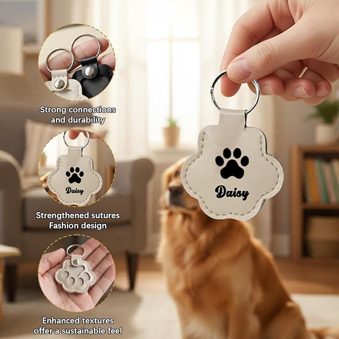 Personalized Dog Hair Keychain Pet Fur Keepsake Pet Memorial Cute Storage Keychains Cat Paw Shaped Key Chain to Store Fur