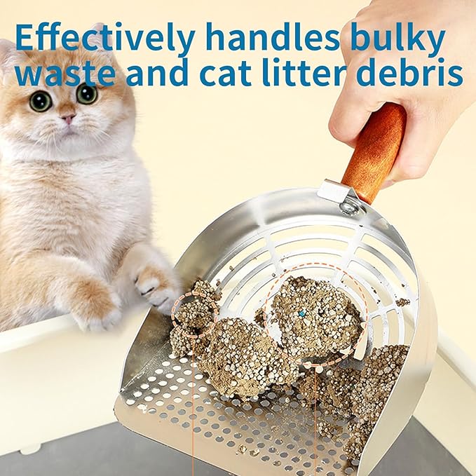 Stainless Steel Metal Cat Litter Scoop with Holder,Heavy Duty Litter Scooper & Speed Sifter,Dual-Width Holes for Quick Cleanin,Suitabla cat Scooper for Cat Litter Box,Durable, Heavy Duty