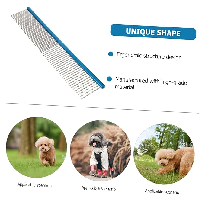 POPETPOP Daily Use Compact Pet Comb Ergonomic Design for Easy Grooming Wear-resistant Aluminum Smooth Edges for Comfortable Use for Dogs and Cats
