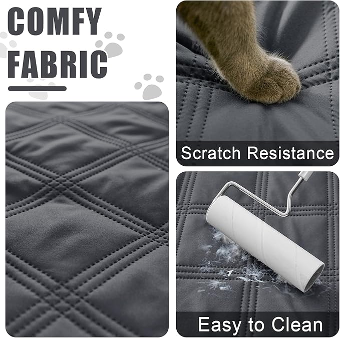 Smiry Waterproof Dog Bed Cover Blanket 30x70, Soft Reversible Pet Blanket, Washable Leakproof Cats Dogs Couch Cover for Sofa, Couch, Furniture, Dark Grey/Beige