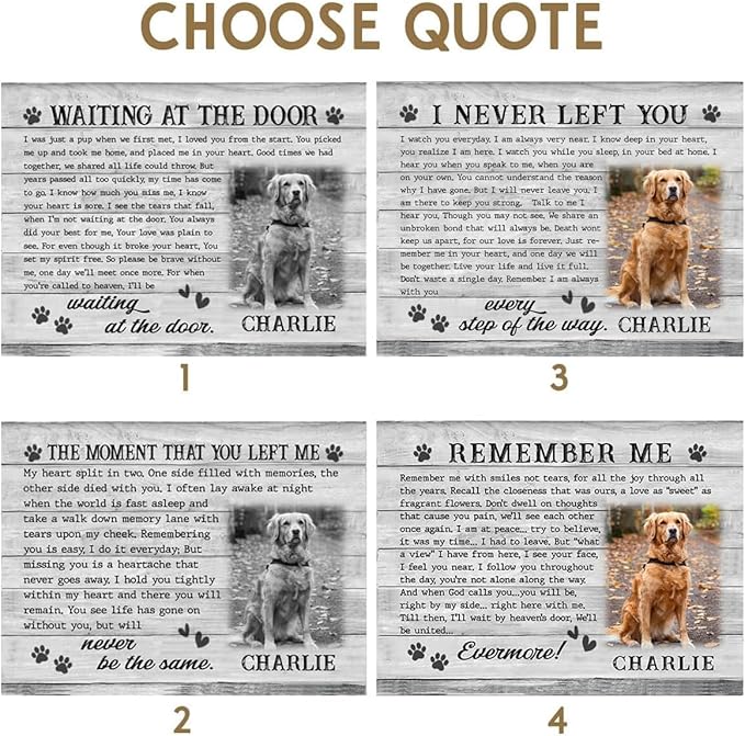 Memorial Stone: Personalized Thoughtful Gifts for Pet Lovers, Changeable Poem Option, Memorialize Your Furry Dog and Cat's Image with Preferable Version, Cemetery Decorations