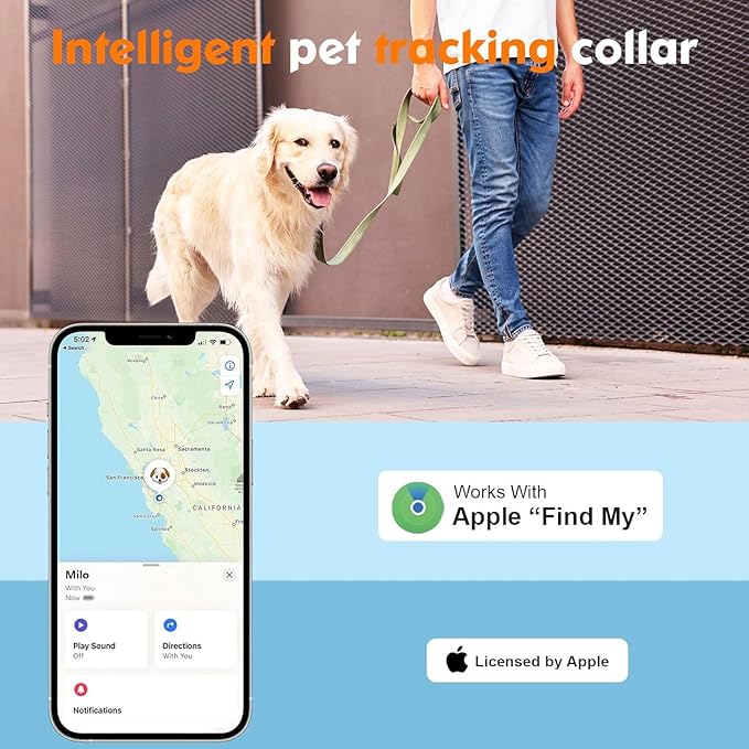 BONSO 2-in-1 GPS Tracker for Dogs: Smart Collar with Real-Time Location, No Monthly Fee, Unlimited Range (iOS Only) GPS Tracker Dog Collar- Ideal for Small, Medium Large Dogs(Tracker Included)