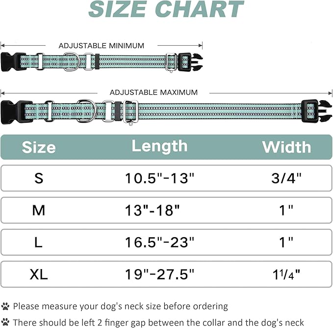 Martingale Dog Collar, Adjustable Nylon Reflective Collar with Quick Release Buckle (Apple Green, Medium)