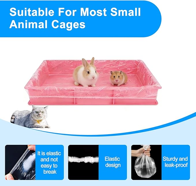 Disposable Cage Liners 50PCS, Plastic Litter Liner Bag for Cage, Cage Toilet Film Cover Litter Liner Bags for Small Animals as Guinea Pig, Hamster, Hedgehog, Bunny, Bird, Rabbit (S(23.6 * 31.5''))