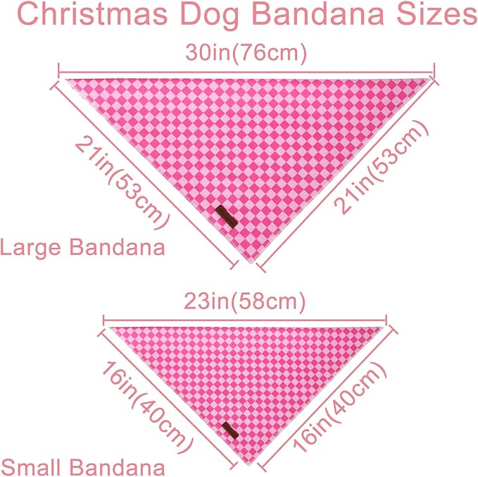 Summer Dog Bandana, UP URARA PUP Pink Bandana for Small Large Dogs, Cotton Handkerchief Fashion Plaid Puppy Triangle Bid Scarf for Boy Girl Dogs