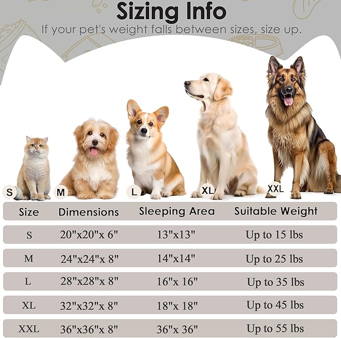 Extra Large Dog Beds, 36 Inch Human Dog Anxiety Relief Comfort Bed, Indestructible & Chew Proof Pet Beds (Light Grey)