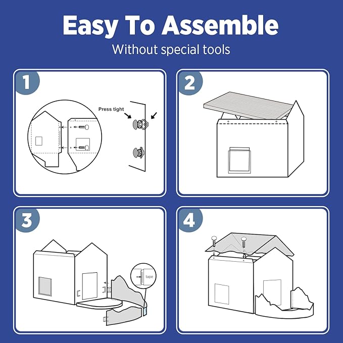 SMILE PAWS Cat Beds for Indoor Cats, Cardboard Cat House with Scratchers, Onsen Hotel, Large Sturdy Cat Furniture Condo Cave Tent, Easy to Assemble Pet Toys Accessories Stuffs, Bunny Small Animals