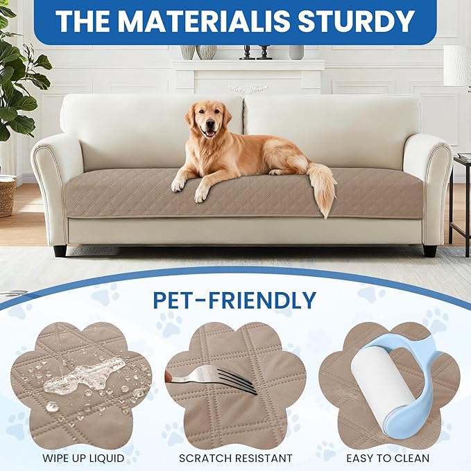 Waterproof Dog Bed Cover Pet Blanket, Soft Couch Cover for Dogs Washable, Non-Slip Dog Blanket Protect Furniture Couch Sofa Car for Puppy Large Dogs Cat (40x50 Inch, Khaki)