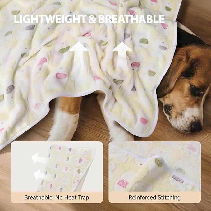 LINENLUX 1 Pack 3 Blankets Super Soft Fluffy Premium Fleece Dog Blankets for Puppy Cat Pet Blanket Flannel Throw Warm Sleep Elephant Pattern 23x16 inches