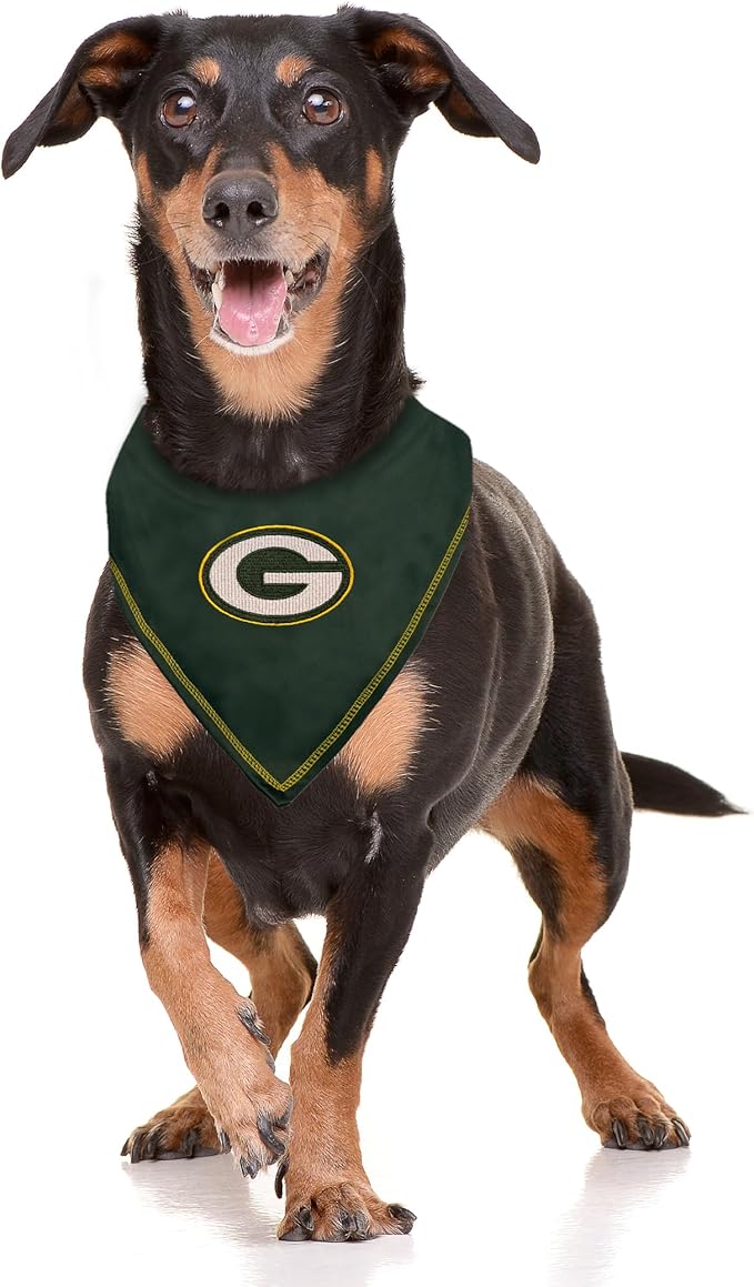 Pets First NFL Green Bay Packers TIE Bandana, Large/X-Large. Dog Bandana Scarf Bib for Pet Cat Dog. The Ultimate Game-Day, Party Bandana