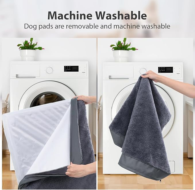 MIHIKK Waterproof Dog Bed Medium Size Dog Orthopedic Dog Beds for Crate with Removable Washable Cover Egg-Crate Foam Pet Pad Mat with Anti-Slip Bottom, 35x22 Inch, Grey