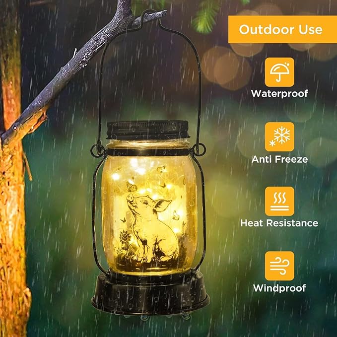 kyoryuger Pig Gifts for Women/Men/Kids Pig Lovers Animal Solar Lantern, Piglet Animal, Solar Garden Decoration, Night Light Room Decor Farm Piglet Present Yard, Patio,Backyard,Porch, Torches