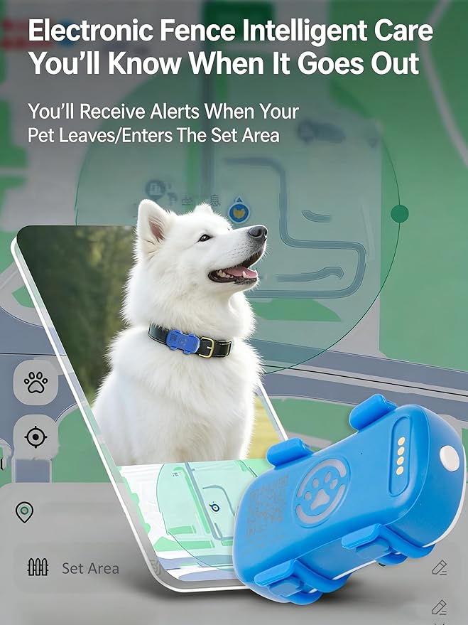 GPS Tracker for Dogs with Activity and Wellness Monitoring, Real-time Tracking Pet GPS Location Tracker, Waterproof，Location History, Geofence, Long-Life Battery, Subscription Needed