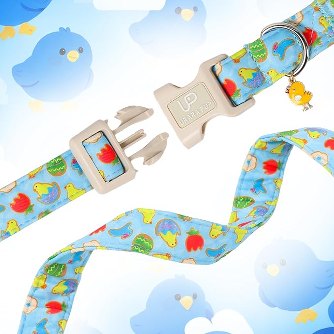 Easter Day Dog Collar, UP URARA PUP Easter Bunny Adjustable Pet Collar with Quick Release, Colorful Rabbits Dog Collars for Small Medium Large Dogs